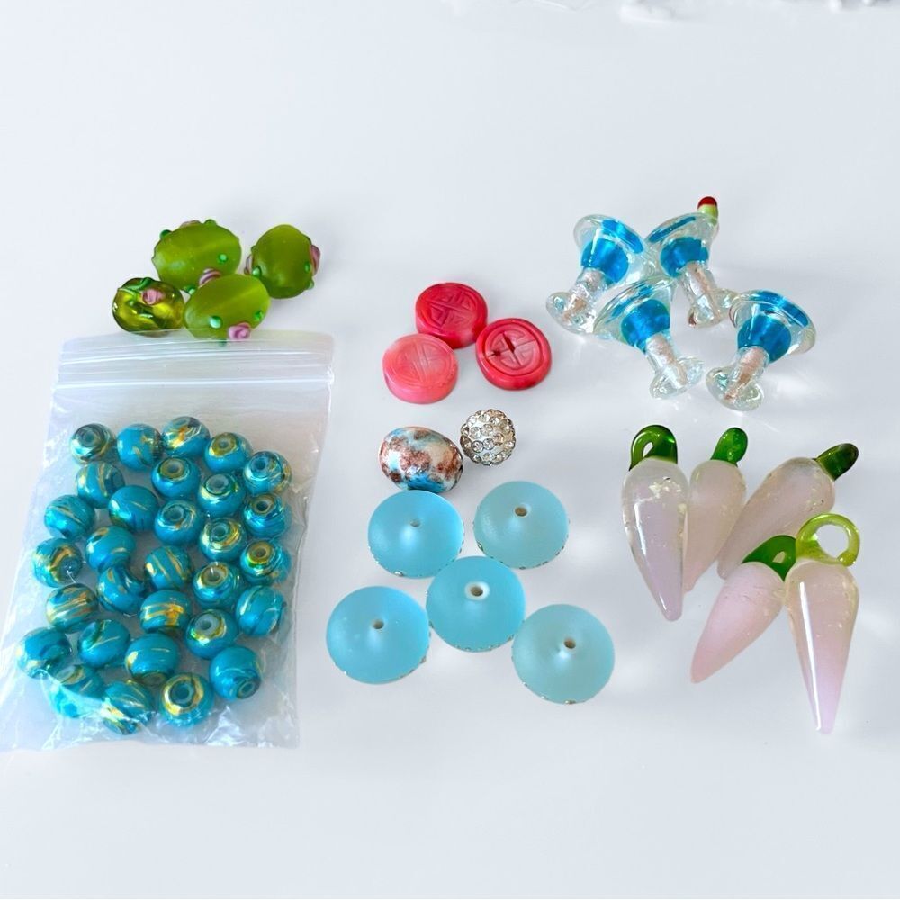 Glass Beads + Charms Jewelry Making Supplies Lot